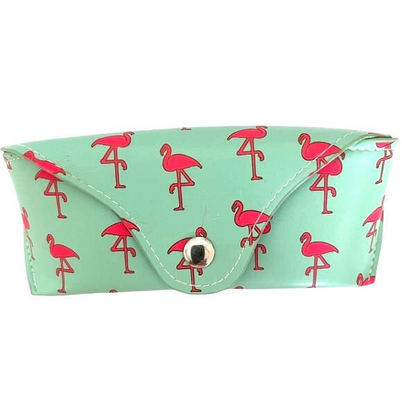 J.Crew Accessories - Pink Flamingo Eyeglass Sunglass Soft Case J Crew Turquoise Teal Faux Leather